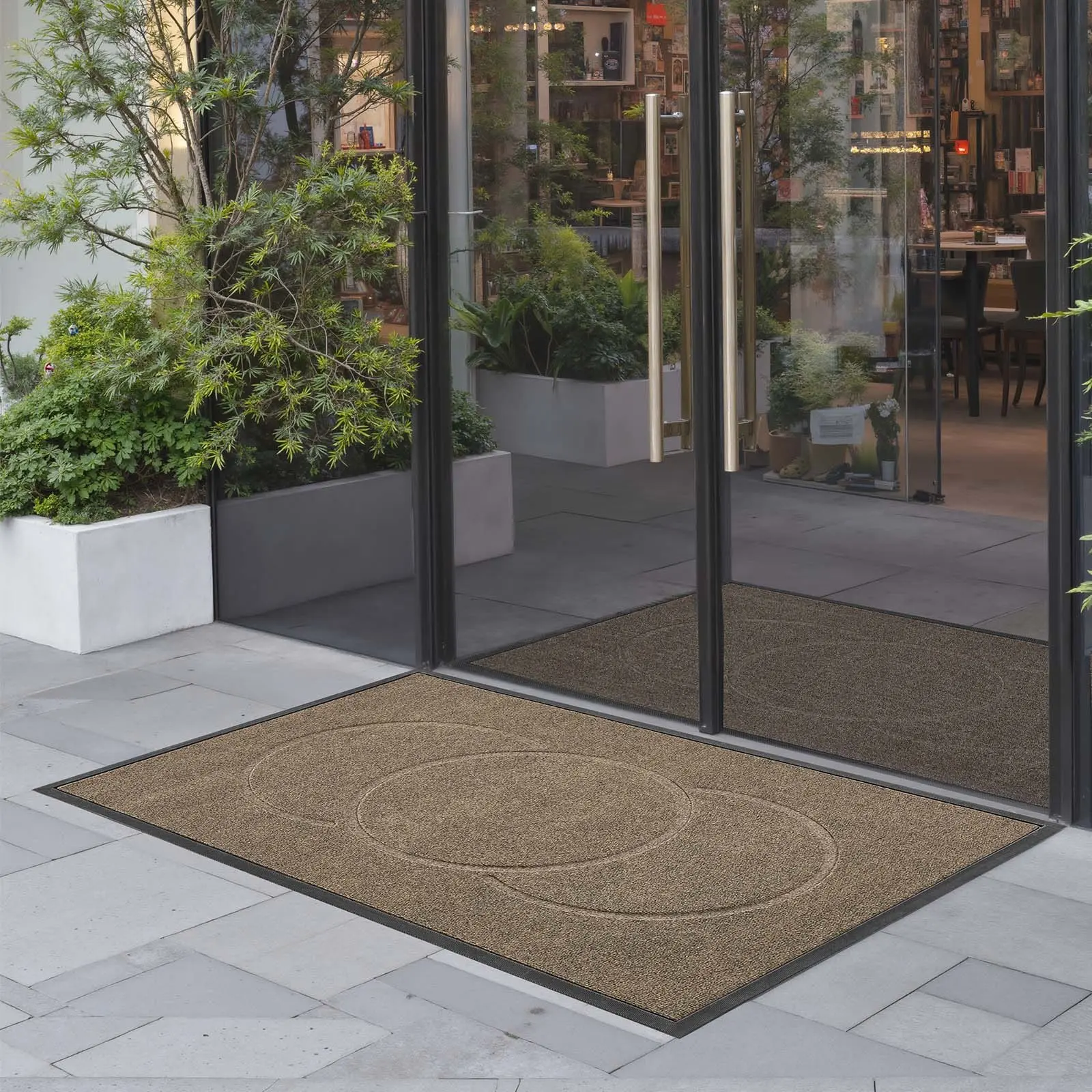 【Summerfinds】VEVOR Front Door Mat, 47x 32 in Commercial Floor Mat for Indoor and Outdoor, Modern Stylish Carpet with TPE Backing, Heavy Duty Washable Entry Industrial Rug for Hallway, Balcony, Garage, Brown