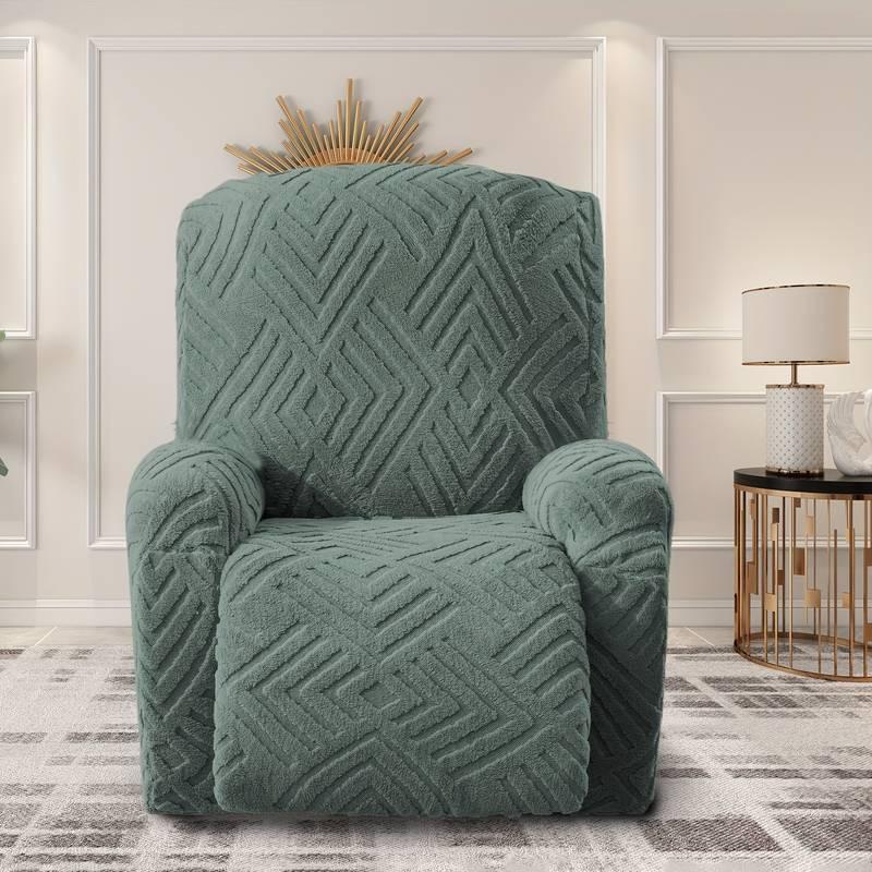 1-Seat Soft Recliner Chair Cover, Washable Sofa Couch Slipcover with Pocket, Nonslip Furniture Protector for Living Room, Bedroom & Home Decor