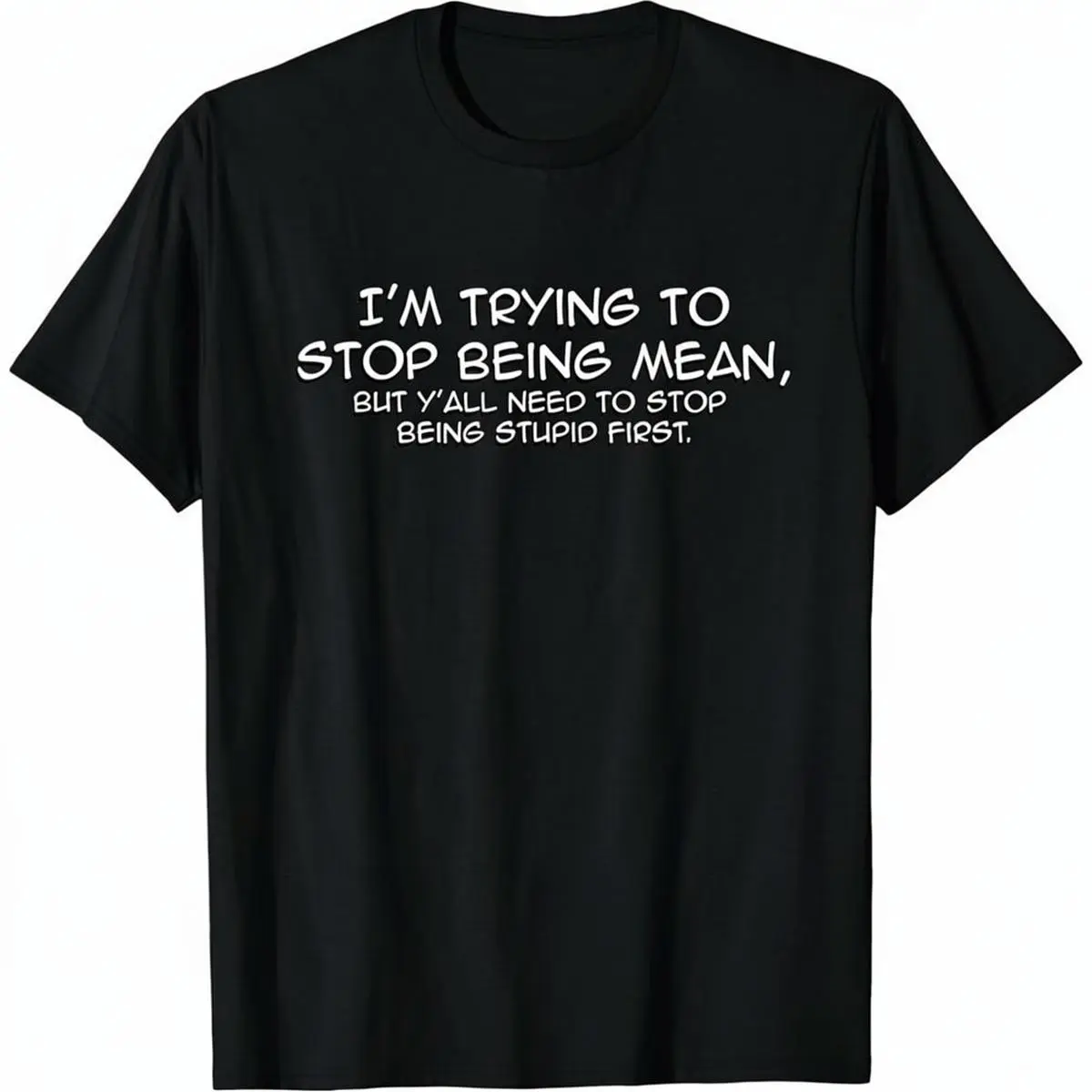 Unisex 'I'm Trying' Slogan Graphic T-Shirt - Chic Relaxed Fit Cotton Top with Short Sleeves for Men and Women