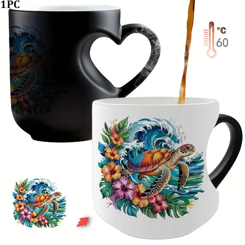 1pc 11oz Printed Turtle Magic Coffee Mug, Perfect for Kitchen and Dining - A Great Gift for Christmas, Thanksgiving, Valentine's Day, and Other Special Occasions