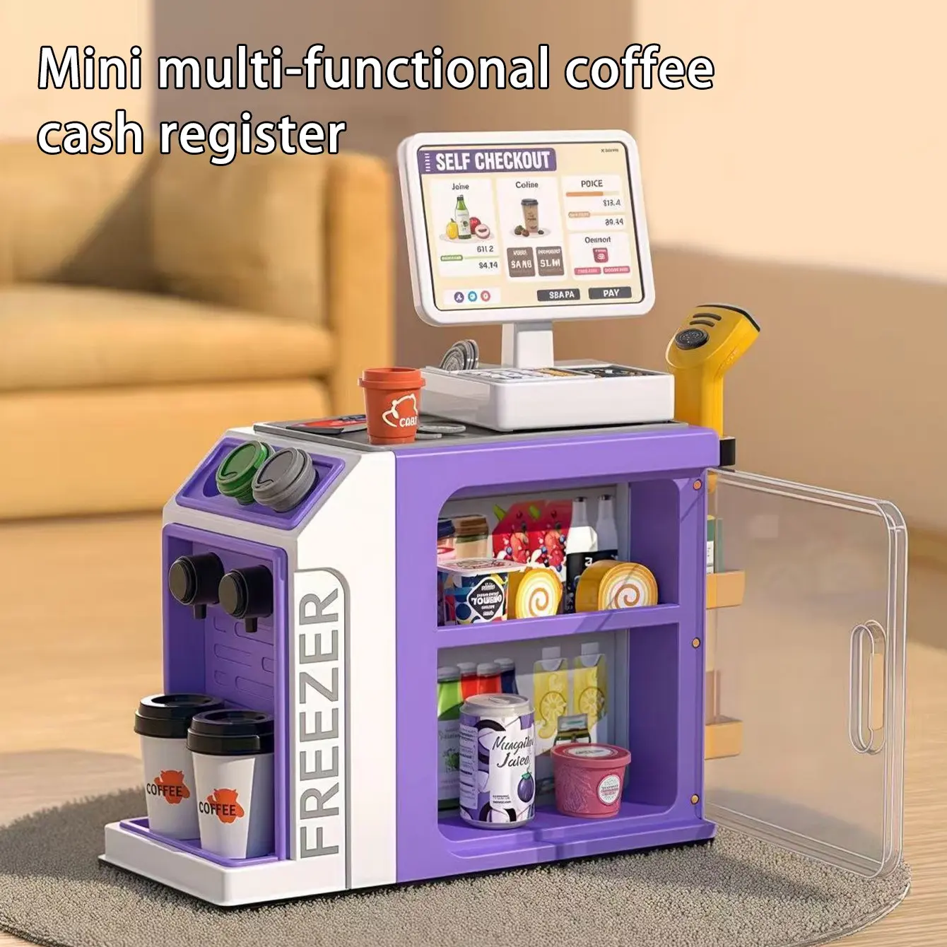 1 piece of children's mini cash register supermarket counter water dispensing coffee machine toy pretend play cash register checkout counter store game without battery delivery