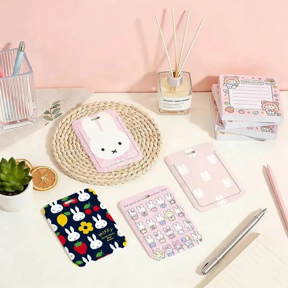M-miffy cute anime Card Holder Campus Student Card Work Permit Bank Card Bus Card Plastic Card Cover