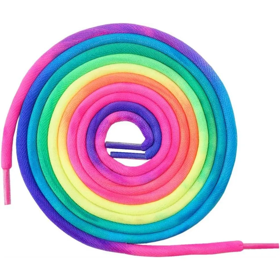 Rainbow thick round shoelaces Colorful Fashion for Sneakers