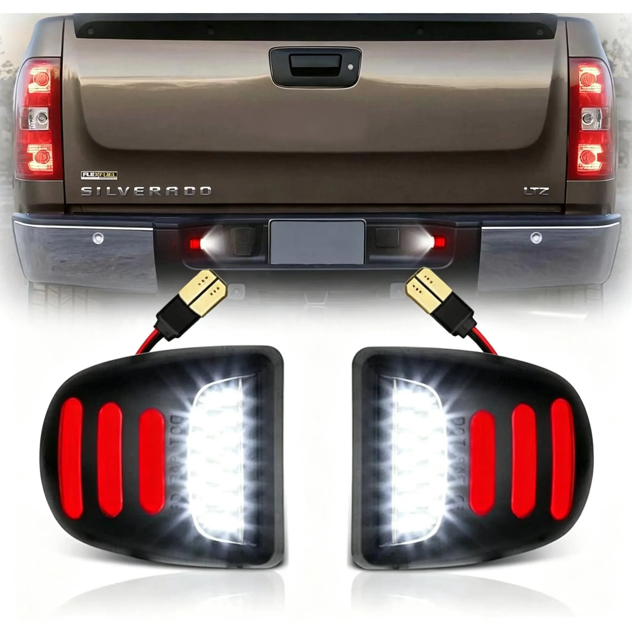 2Pcs High Output 48-SMD LED Neon Tube License Plate Lights - Plug & Play Tag Lamps, 50,000+ Hours Car Exterior Add-Ons for 2000-2006 Chevy Suburban 1500|2500, 1999-2004 GMC Sierra 2500, Escalade EXT Auto Parts for Night Driving