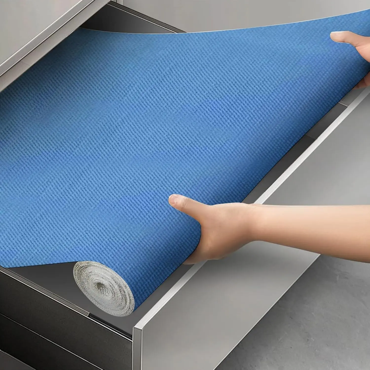 Drawer and Shelf Liner, Shelf Liner for Kitchen Cabinets,Non-Adhesive Cabinet Liner, PVC Drawer Liner for Dresser Non-SlipKitchen Cabinets Cupboard,12 in X 6.5 FT (Blue)