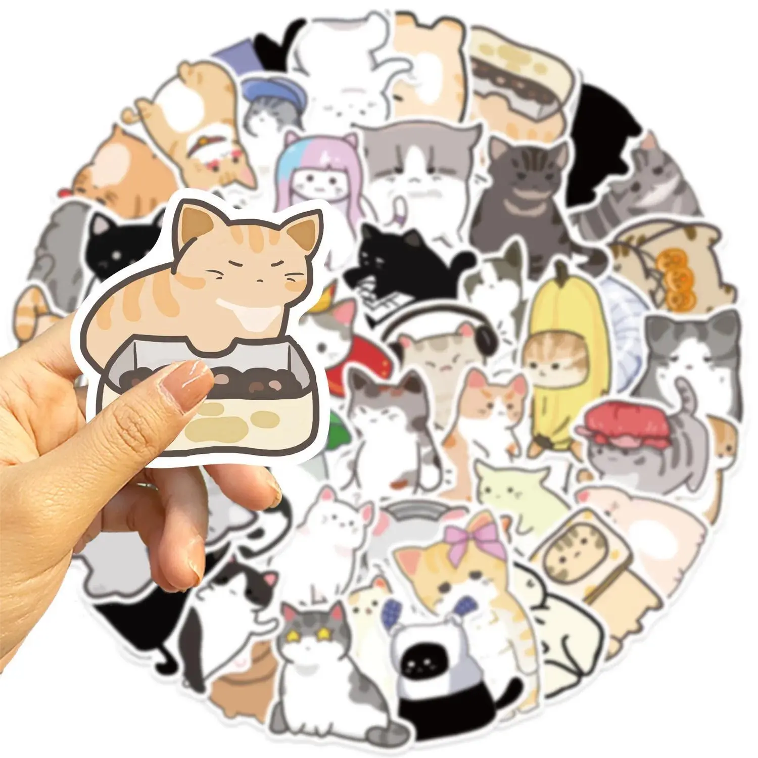 55pcs/set Cartoon Anime Meme Kitten Scrapbook Journal Sticker Cute INS Hot Fashion Phone Case Guitar Decal DIY Decor Sticker