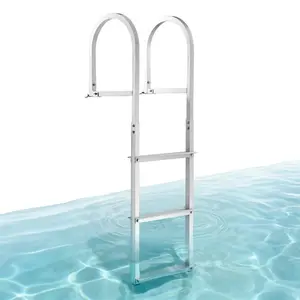 【DealsForYouDays】VEVOR Dock Ladder, Removable 3 Steps, 500 lbs Load Capacity, Aluminum Alloy Pontoon Boat Ladder with 3.1'' Wide Step Nonslip Rubber Mat, Easy to Install for Ship/Lake/Pool/Marine Boarding