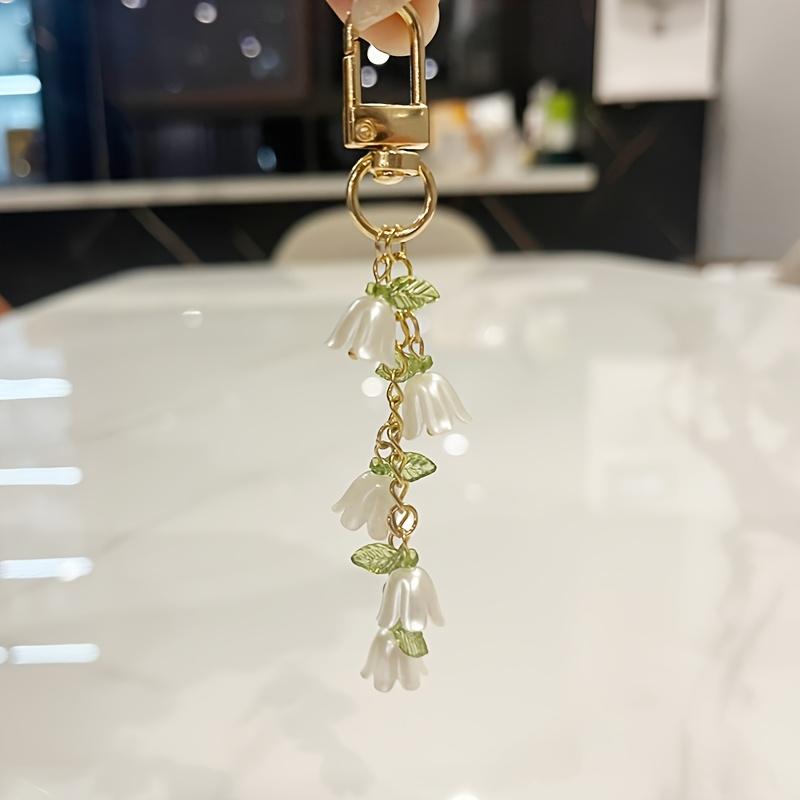 1/20pcs Orchid Keychain with Tassel Beads, Keychain for Bags, Key