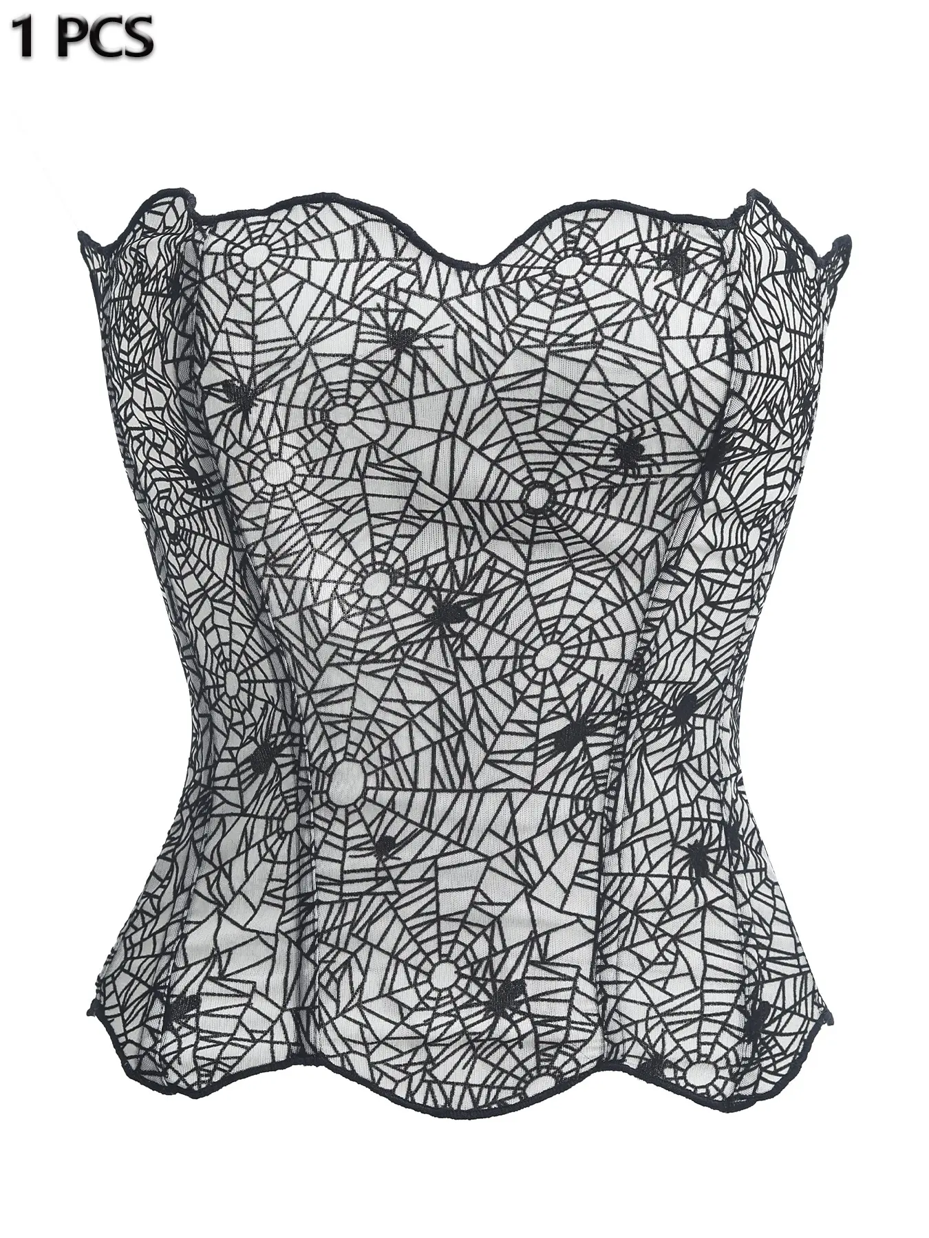 Women's Random Pattern Lace Up Shapewear Tube Top, Elegant Contrast Lace Corset Top, Tummy Control Shapewear for Women