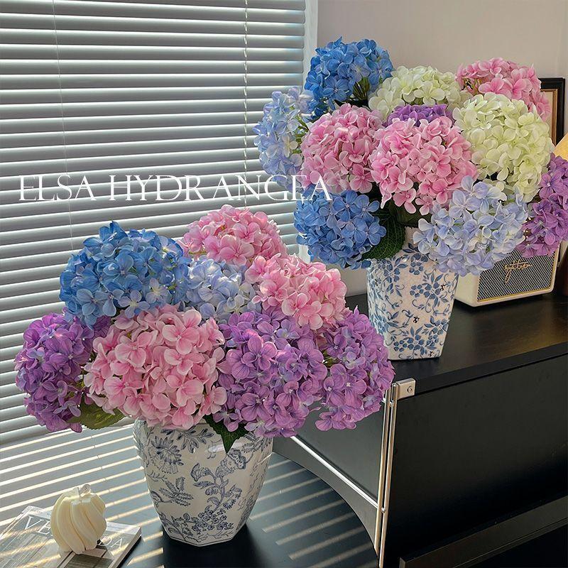 Luxury hydrangea faux for dining table and living room decorations, wedding artificial decorative floral arrangements, silk flowers, dried flowers filler