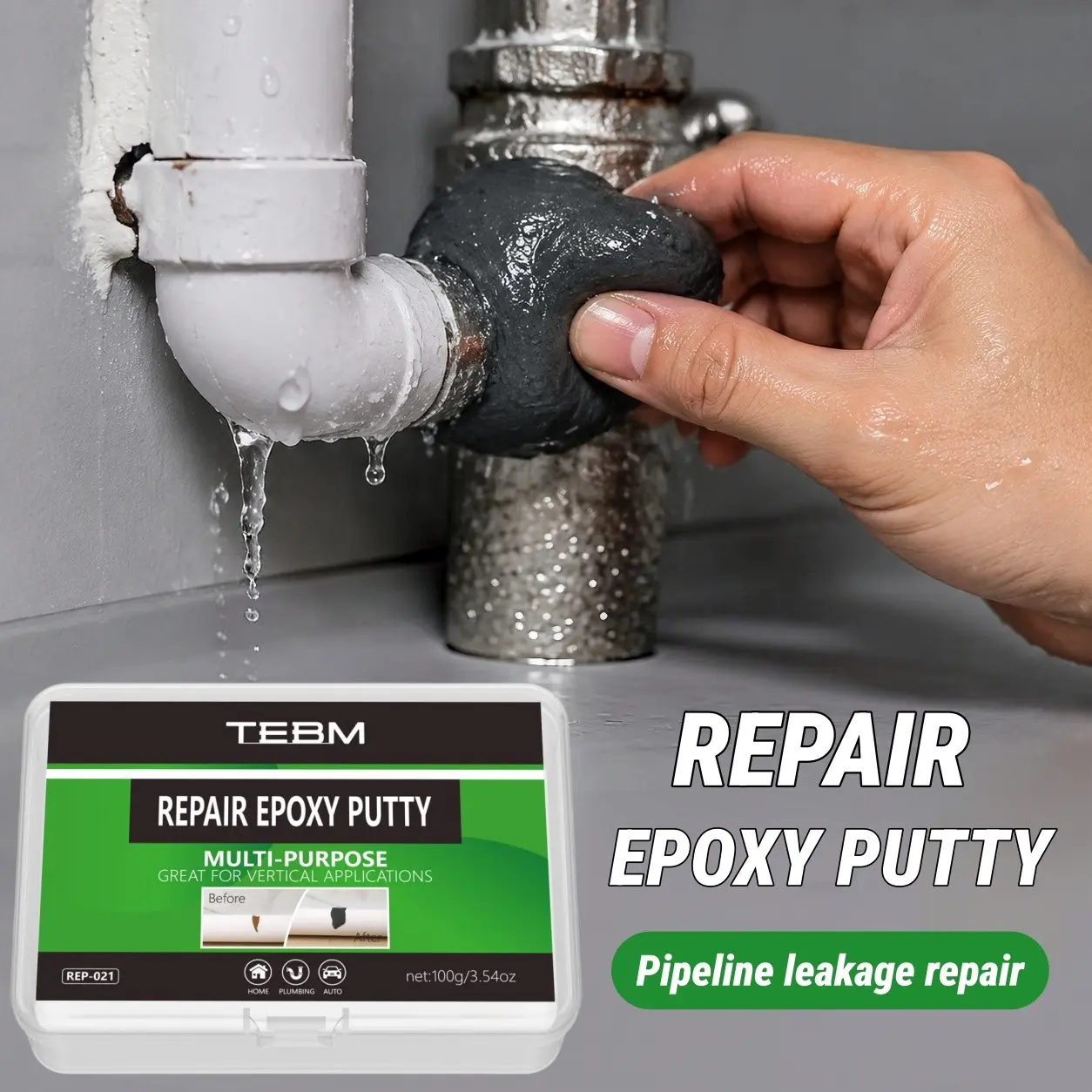 Epoxy Repair Putty, Fast Curing, Frost Resistant, Waterproof, for Garden Water Pipes, Garden Hose Repair, Plumbing, Sprinklers, PVC/metal Joints, Outdoor Repair, Auto, Easy Application, Leak Proof Design, Leakproof Waterproof
