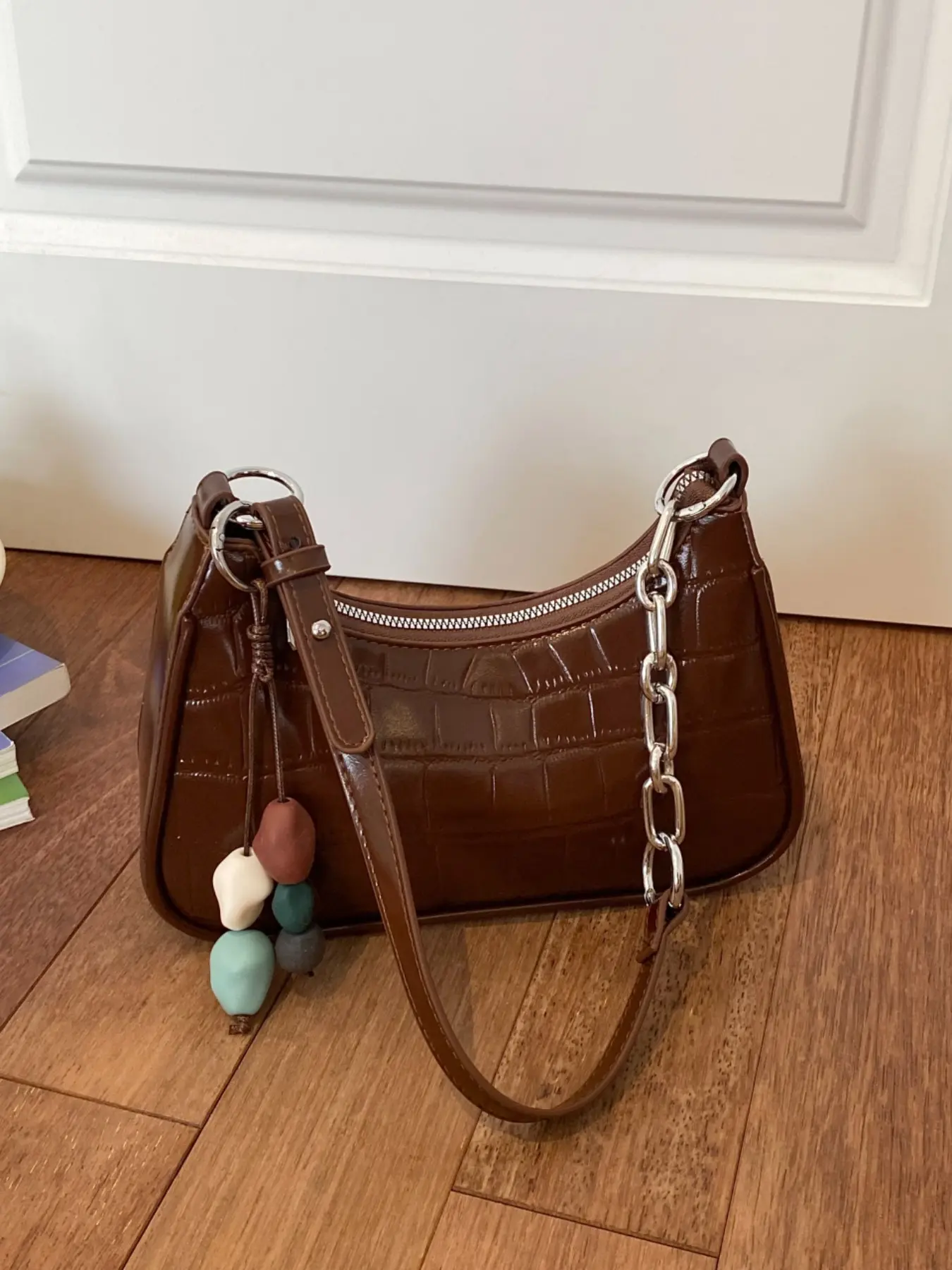 2026 Crescent Mini Shoulder Bag, Glossy Underarm Bag, Women's Daily Commute Crossbody Bag, Commuter Shoulder Bag, Zipper Closure Phone Storage Bag
