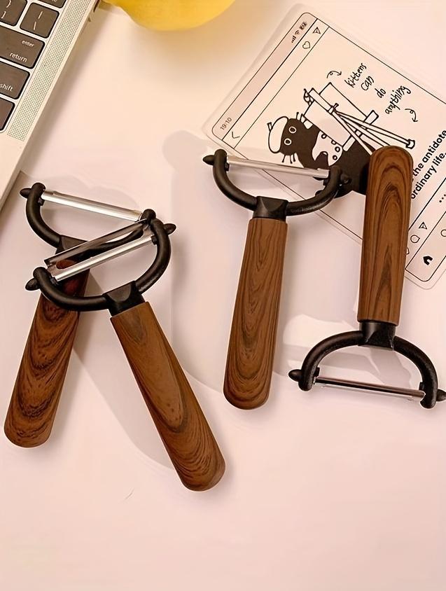 Multi-Use Vegetable Fruit Peeler - Vintage Faux Wood Grain, Sharp Stainless Steel Blade, Ergonomic Handle | Peels Potatoes, Apples, Carrots, Dishwasher Safe | Gift-Worthy Home Cooking Tool