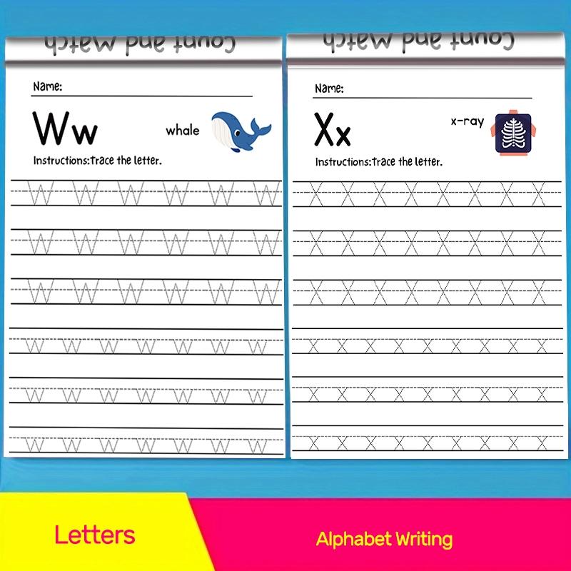 64 Pages Alphabet Practice Book with Cute Cartoon Patterns, Learning Aid for Kids, Engaging Children, Fun Writing Activities, Handwriting Exercises & Durable Paper, Letter Tracing, Ideal Back to School Gift