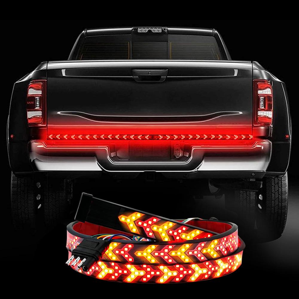 48 Inch Car LED Light Bar, Dynamic Fishbone Shaped Decorative Light, Car Tailgate LED Light Bar, Decorative Light for Truck Pickup Trailer SUV RV VAN Jeep, Led Tailgate Lights