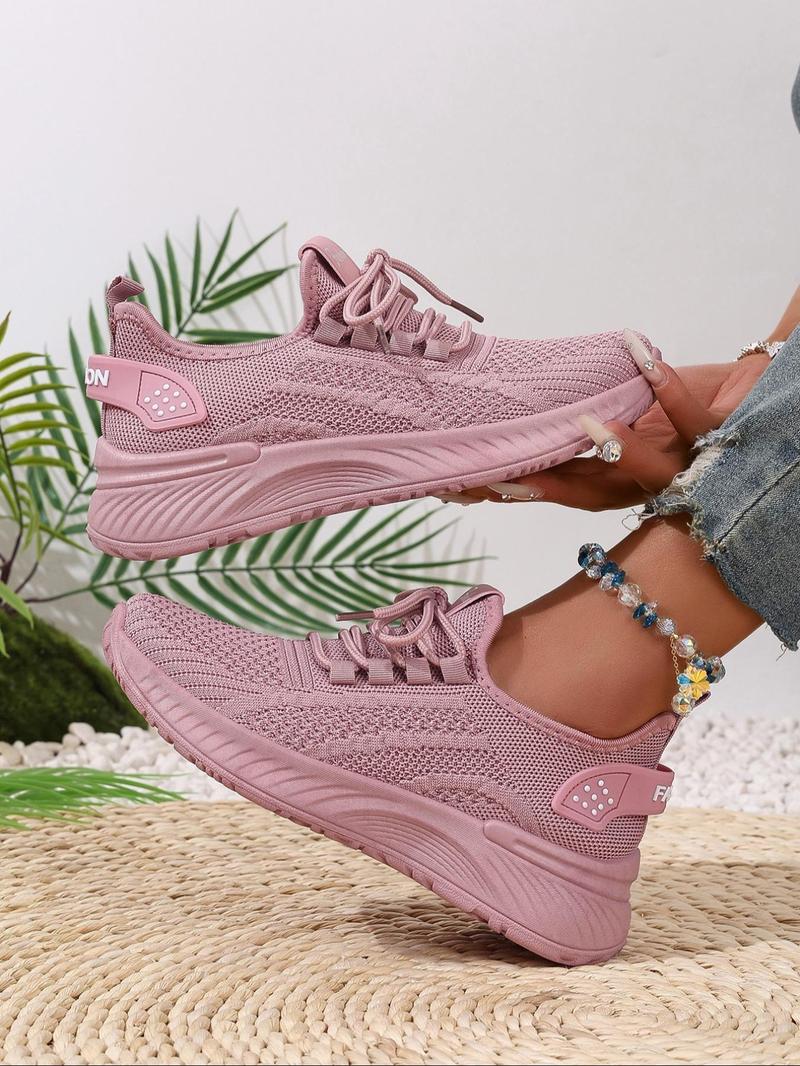 Women's Fashionable Mesh Breathable Lightweight Sneakers, Knitted Running Shoes, Casual Comfortable Sports Running Shoes, Female All-match Round Toe Shoes for Daily Wear