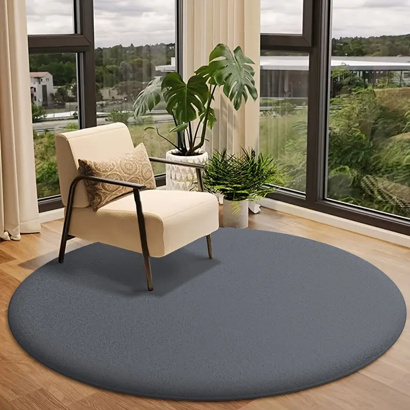 Solid Round Large Size Table And Chair Mat Flannel Office Chair Cushion Bedroom Carpet Living Room Carpet