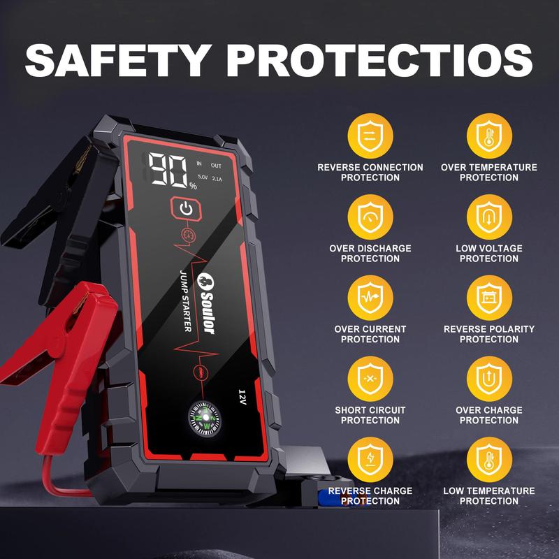 Soulor CY20 Plus-20000mAh Jump Starter & Power Bank 12V Booster with LED Flashlight EVA Bag for Cars SUVs Motorcycles Trucks Boats