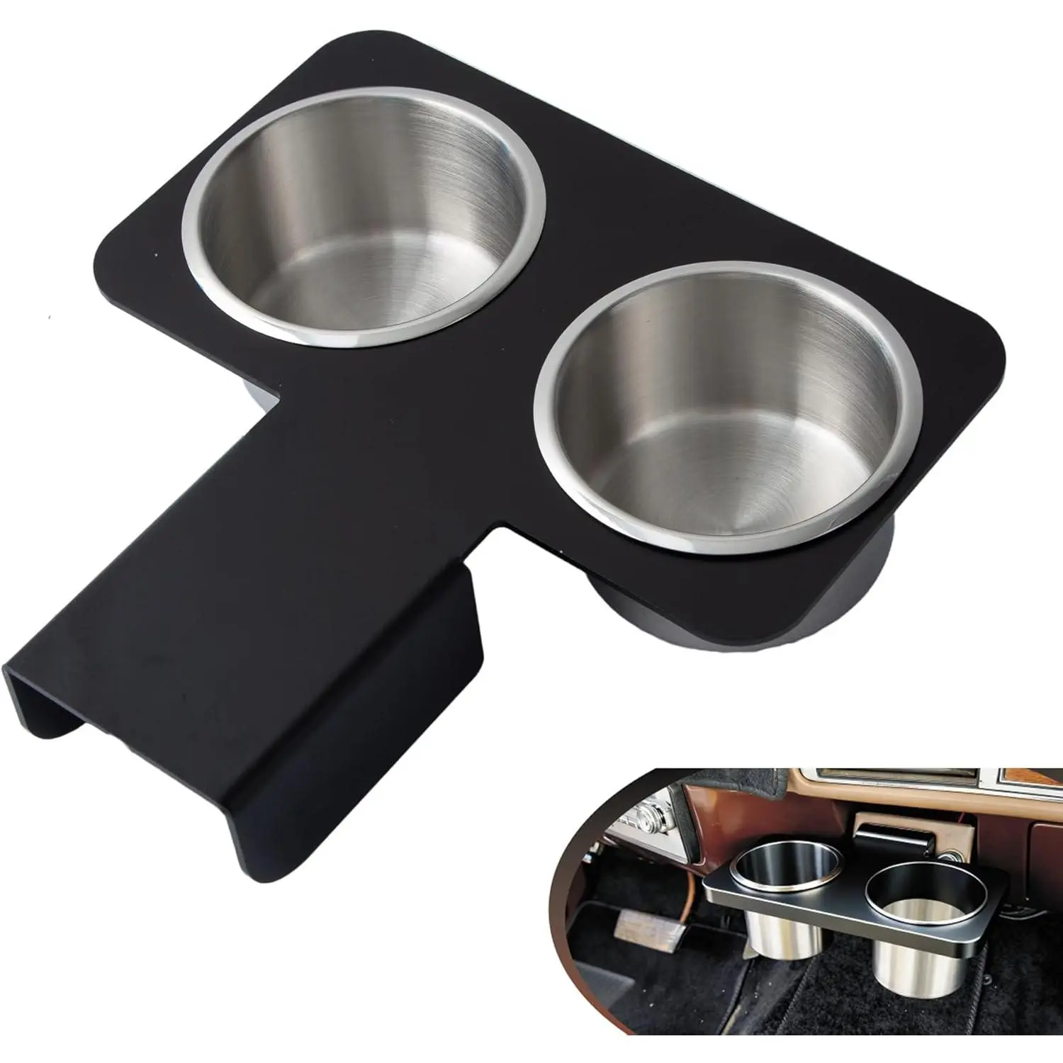 Truck Cup Holder for Chevy GMC 1973-1987/91 C10 C20 C30 K10 K20 K30, Detachable Center Console Drink Holder, Stainless Steel Car Accessories Black