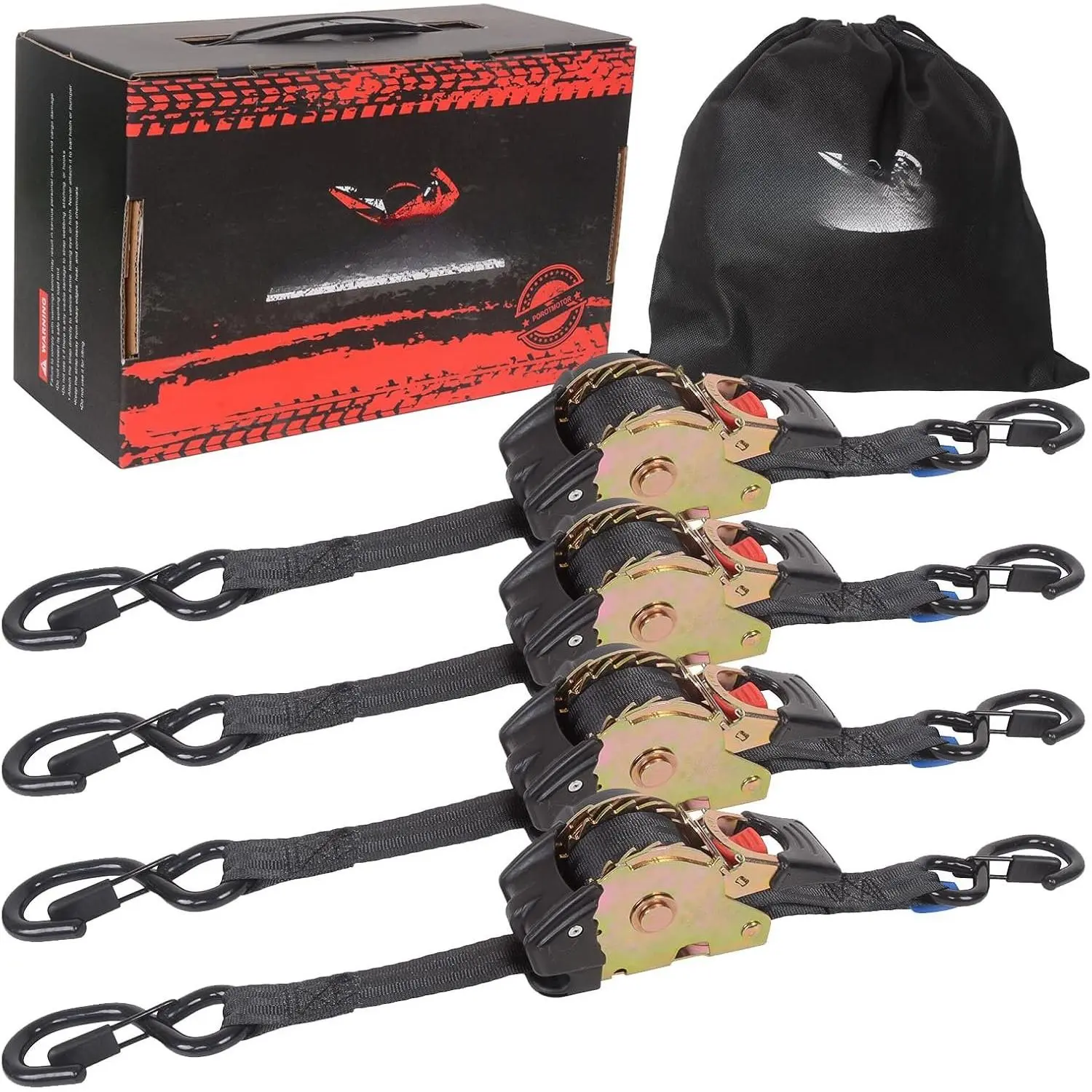 4 Pack Retractable Ratchet Straps (1in × 10ft), 1500LBS Break Strength Ratchet Tie Down Straps Heavy Duty Auto Retracting Ratchet Straps for , , , ATVs, UTVs