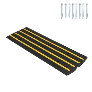 48" Rubber Driveway Curb Ramps, 1-Pack Heavy Duty Low Profile Slope Ramps with Drainage Channels for Cars, Trucks, Wheelchairs, for Garage Thresholds & Driveway Entrances