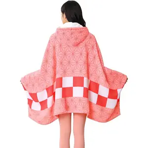 Hooded Wearable Blanket Hoodie Throw Blanket Cloak Cosplay Costume Shawl Wrap Nap 160x100 cm/63x40in