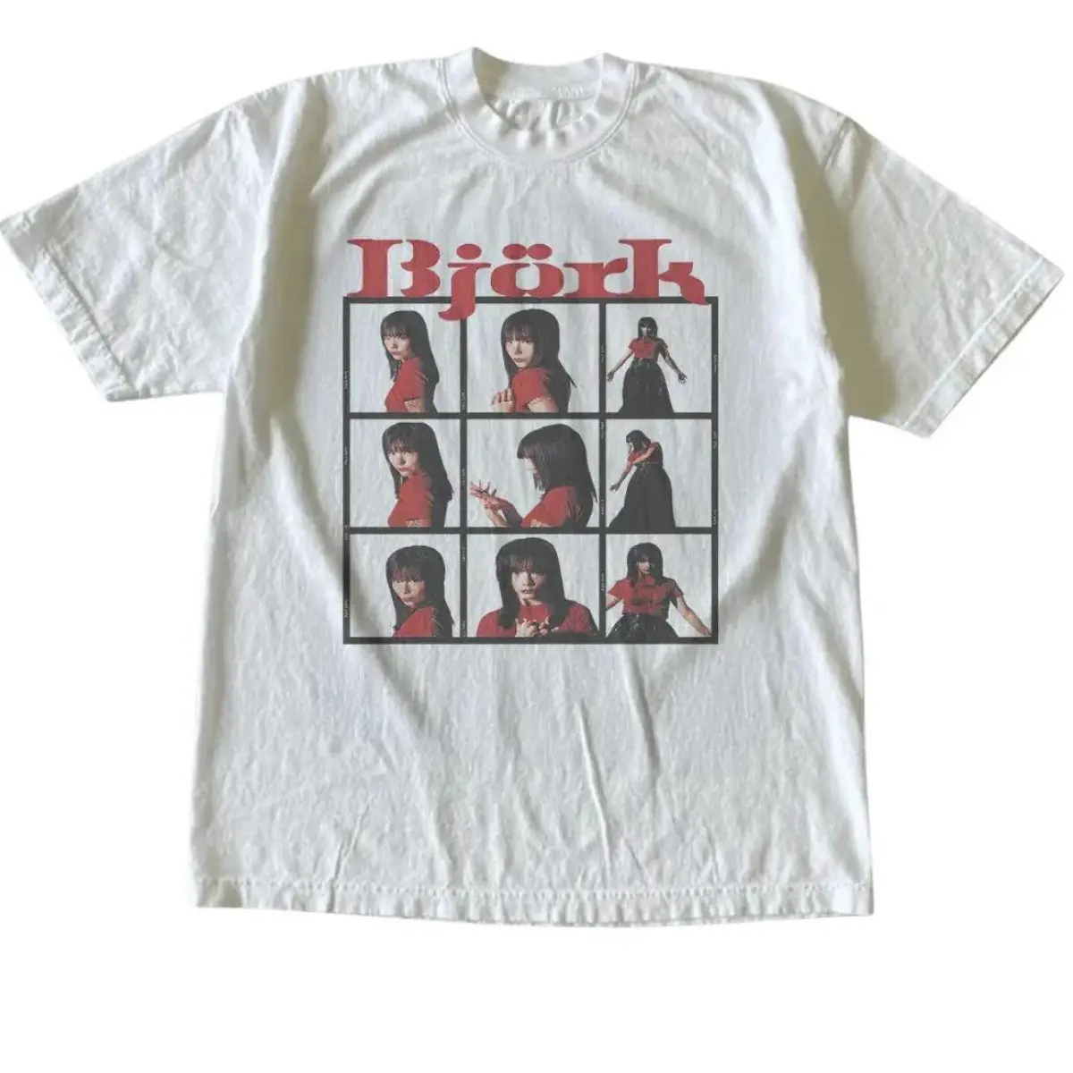 Unisex Graphic T-Shirt - Bjork Art Pop Music, Gothic Grunge Emo The Amity Affliction Theme, Casual Round-Crew Neck Short-Sleeve Clothes, Check-Printed Minimalist Crewneck Top, Streetwear Gift for Music Fans