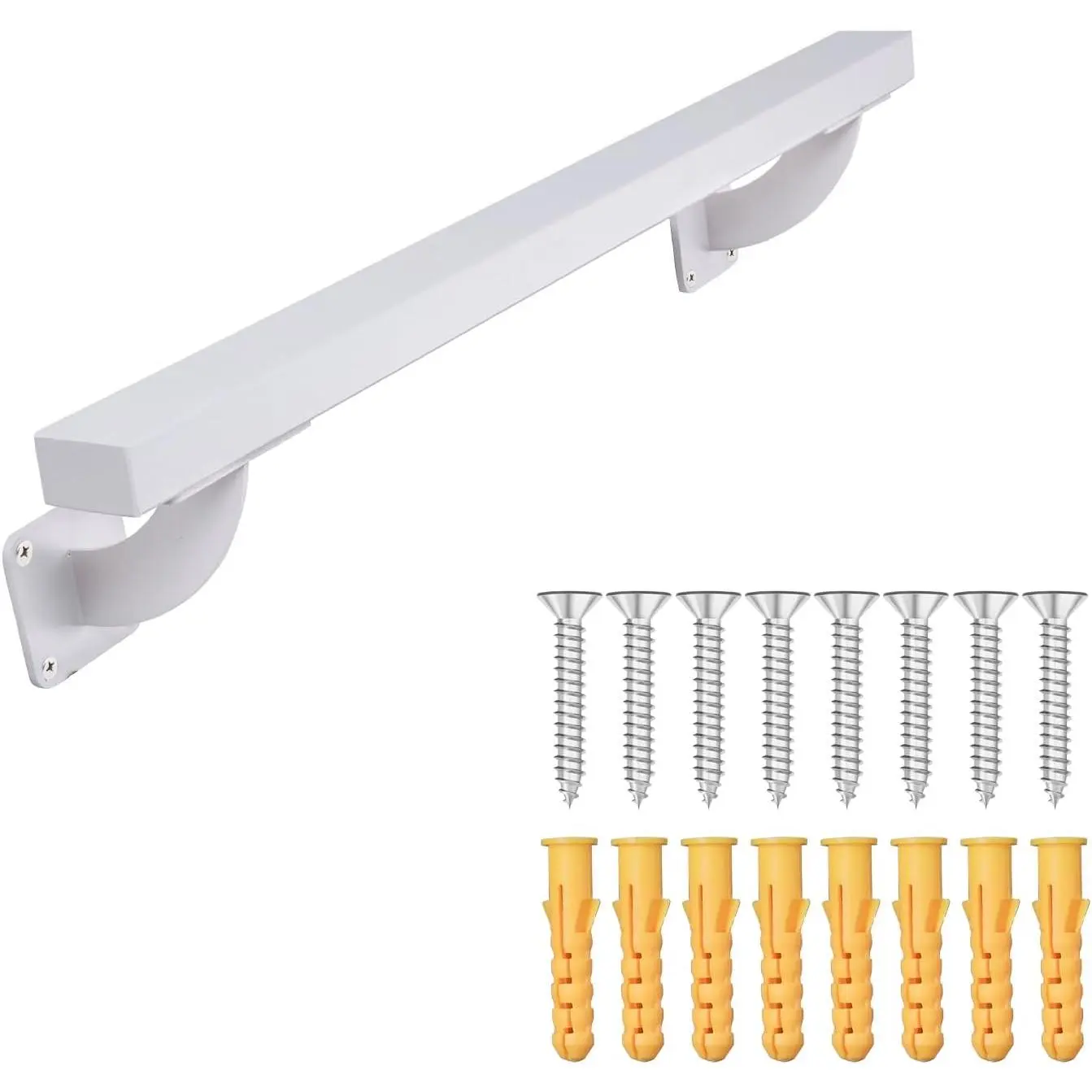 2 FT Heavy Duty White Metal Stair Railing Indoor- 24 Inch Wall Mount Iron Pipe Hand Rails for Indoor Stairs, Outdoor Steps Handrails, Safety Wall Grab Bar for Handicap