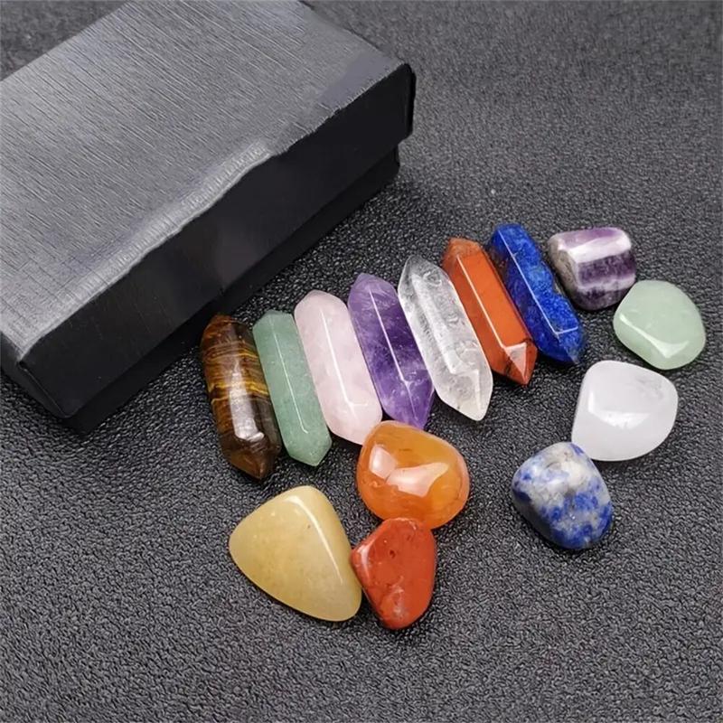 14PCS Pointed Quartz Crystal Chakra Stone Set, Hexagon Rose Quartz Crystals for Meditation, Home, Bedroom Decor, Energy Balance Display 14PCS Pointed Quartz Crystal Chakra Stone Set, Hexagon Rose Quartz Crystals for Meditation, Home, Bedroom Decor, Energy Balance Display