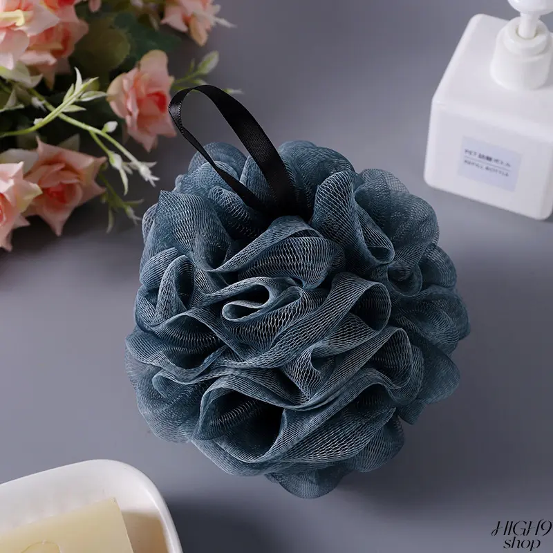 Large Size Premium PE Bath Loofah, Delicate Fine Mesh Structure with Black Hanging Lanyard, Tightly Knitted Not Easy to Scatter, Rich Foam Bubble Sponge for Daily Shower & Body Scrub
