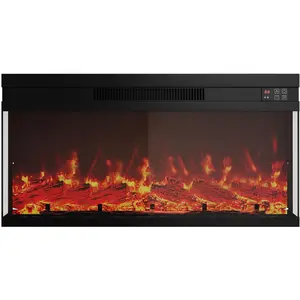 36 Inch Electric Fireplace Insert, Iron Fireplace Core with Four Flame Colors