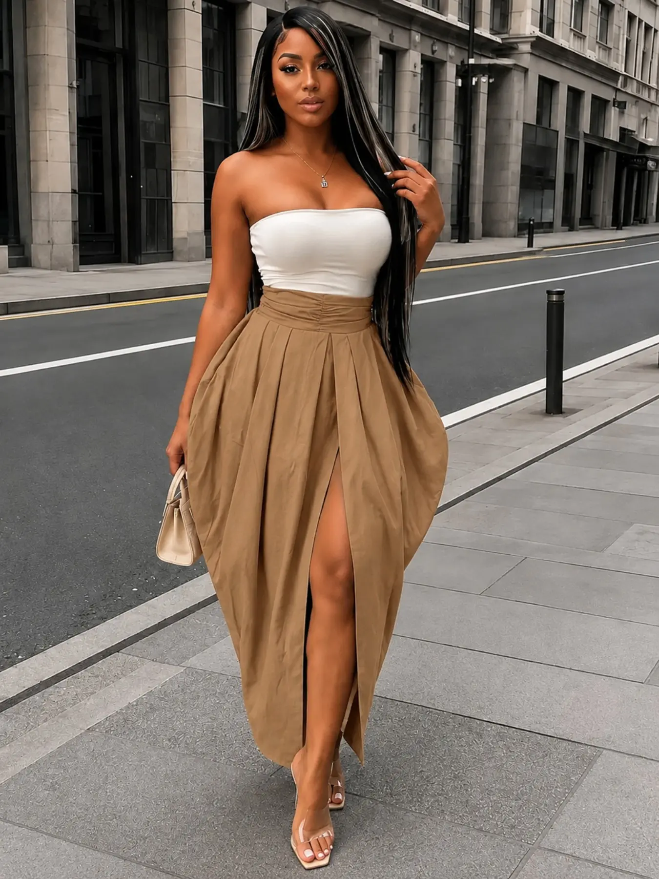Women’s High Waisted Maxi Skirt, Flowy Long Skirt, Elegant Summer, Boho Style, Loose-Fitting, Unlined, Batch Number A26/7