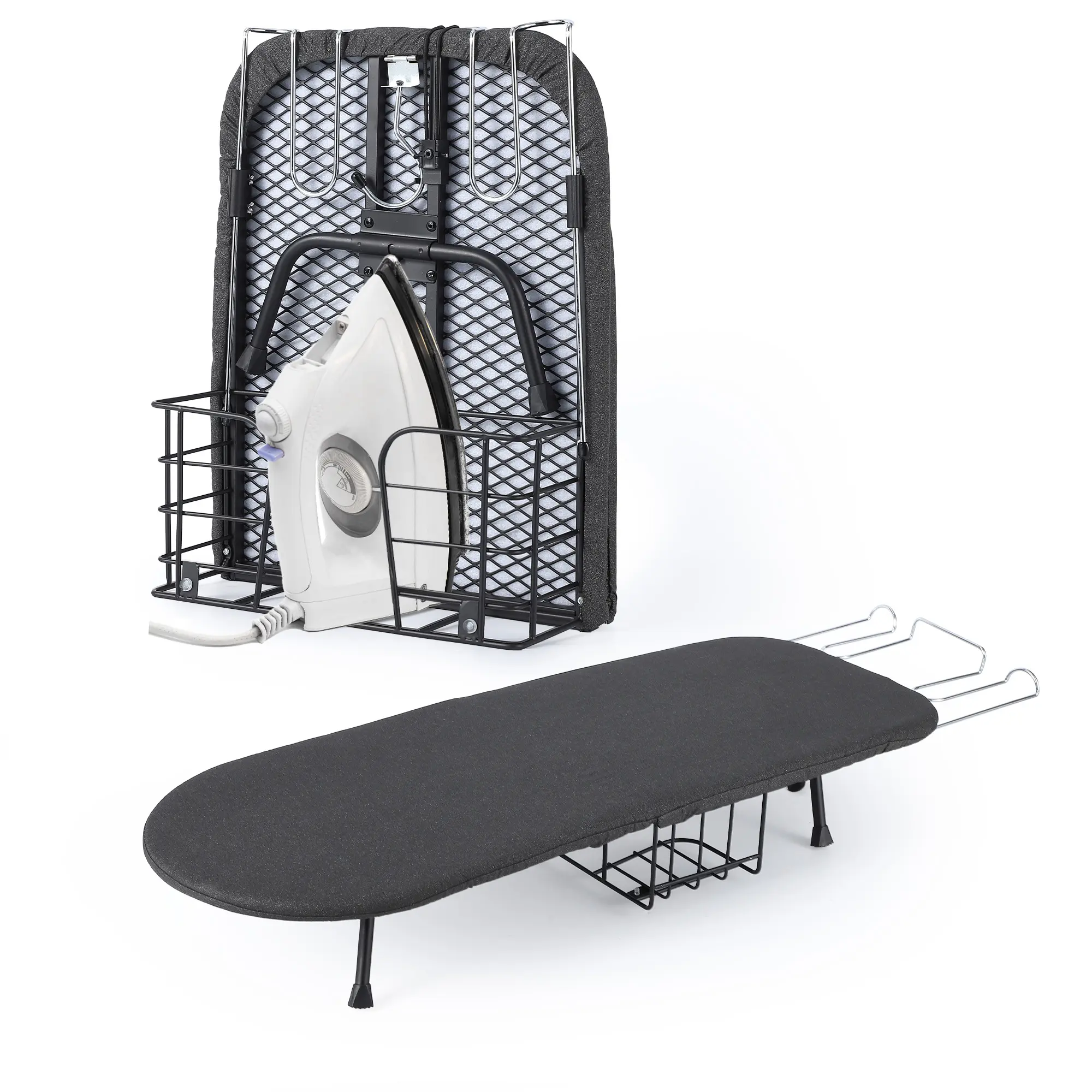 GARVEE Collapsible Tabletop Ironing Board with Iron Rest & Storage Basket, Portable Compact Iron Station for Dorm, Apartment & Travel