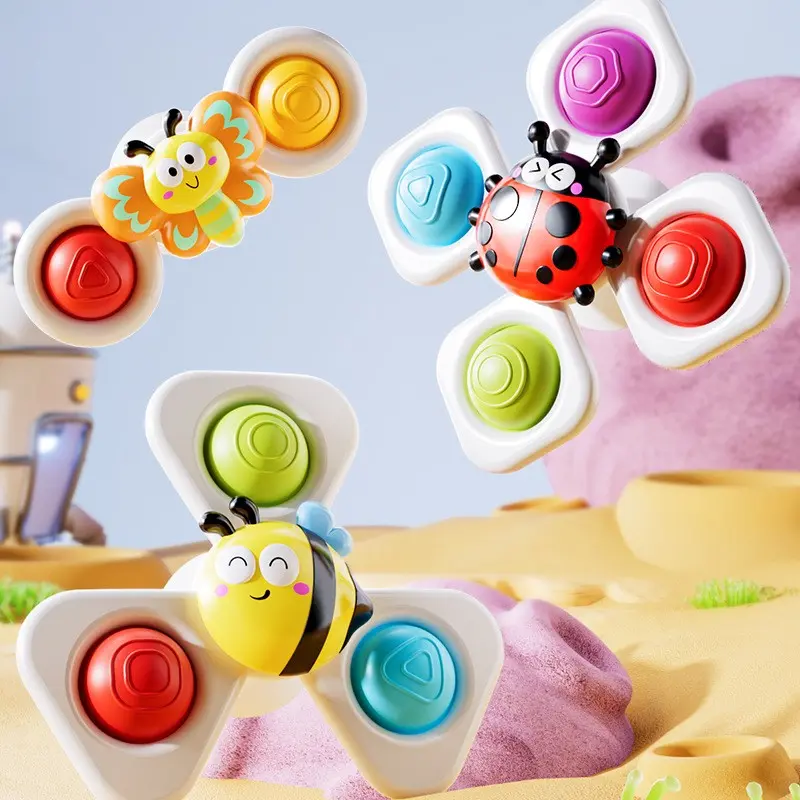 ✨3Pcs Cartoon Insect Suction Spinner Toys - Ladybug, Butterfly & Bee Rotating Sensory Toys with Strong Suction Cups, Can Be Attached to High Chairs, Tables and Windows, Portable Stress Relief Play Toys for Toddlers #SuctionSpinner #NovelToys #ViralToys #T