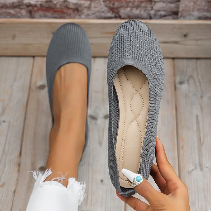 Women Large Round Toe Flat Sole Single Shoes, Women'S Bean Shoes, Sports And Casual Shoes