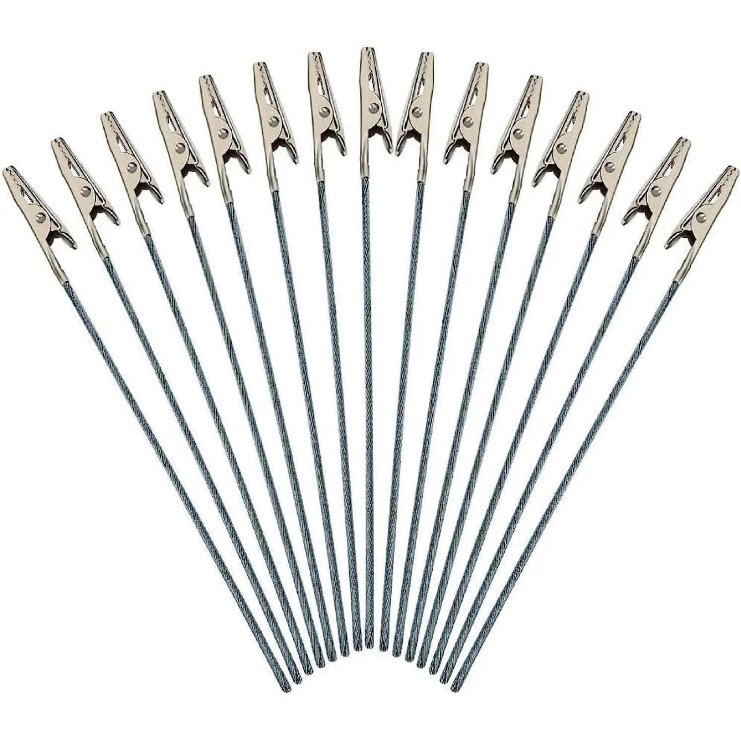 50Pcs Metal Wire Alligator Clamp Long-Tailed Alligator Iron Clip Clasp for DIY Card Clip Holder 6 inch (150mm)