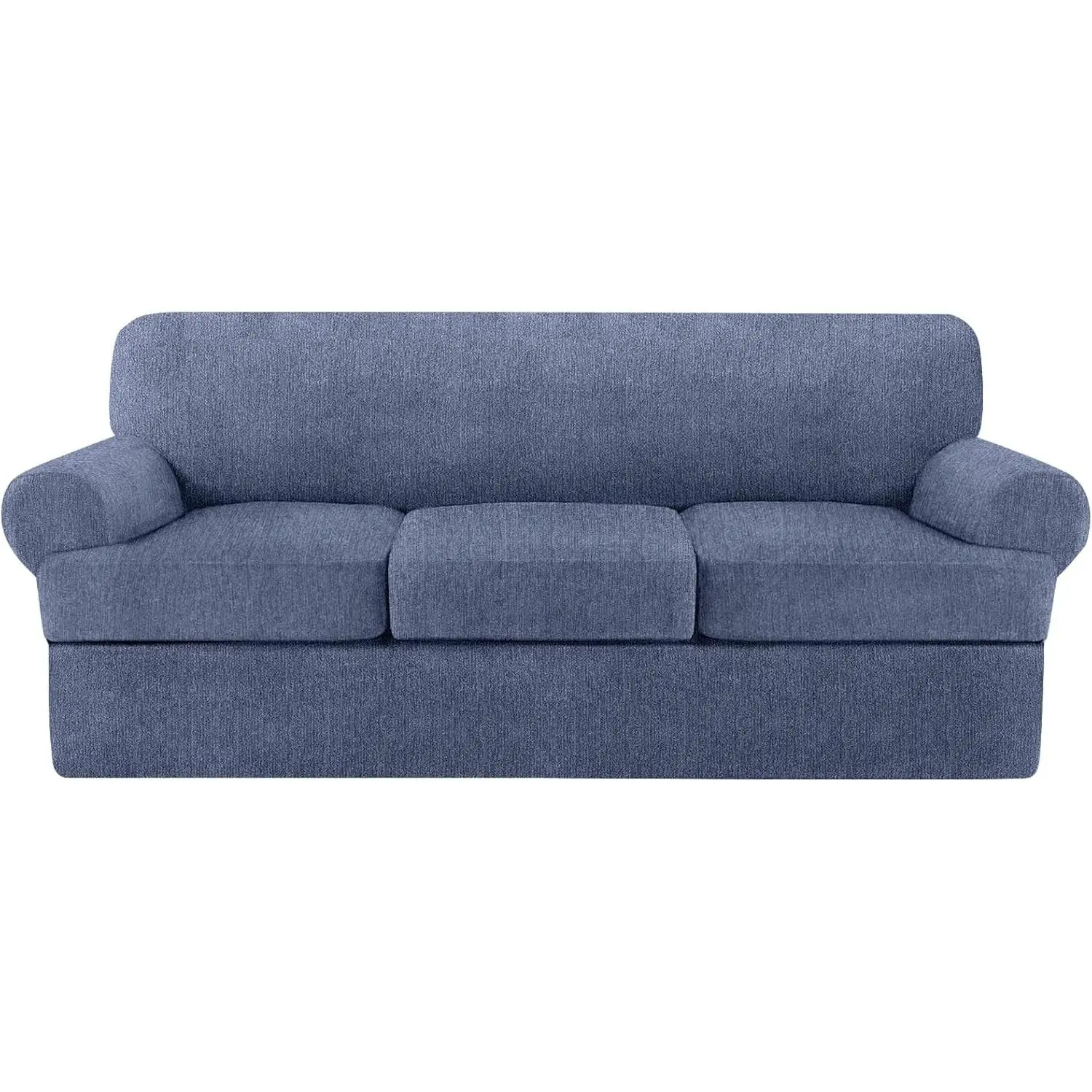 T Cushion Sofa Slipcover 4 Pieces Sofa Covers for T Cushion Couch Soft Sofa Slip Covers Furniture Protector with 3 Individual T Shape Seat Covers (Blue Gray, 3 Cushions)