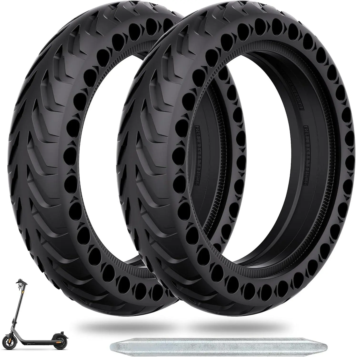50/75-6.1 Scooter Tire, 2pcs 8 1/2 x2 Solid Tires, Replacement Wheel Compatible with All 8.5inch Scooter Tires