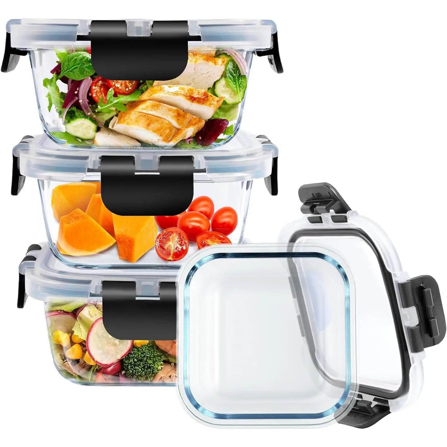3 Pack Bariatric Meal Prep Containers, 8 oz Glass Bowls for Portion Control,  Glass Lunch Box Bento Snack  Containers with  Airtight , Bariatric  Haves