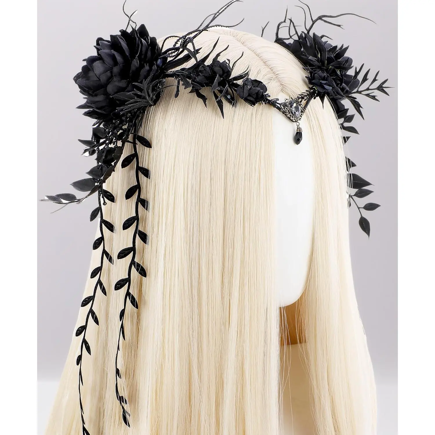 Woodland Flower Fairy Crown - Forest Elf Crown with Vines for Renaissance Accessories Women Renfaire Cosplay