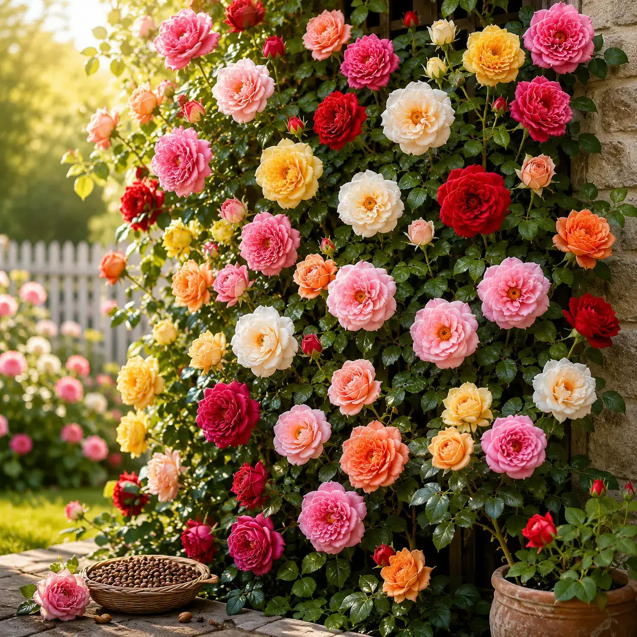 200 Pcs Rare Mixed Colors Climbing Roses Flower Seeds - All Seasons Cottagecore Vines, Easy Growth for First-Time Plant Parents, Premium Aromatic, Flower Seeds to Plant Outside, Rainbow Bloom for Outdoor Garden & Balcony Decor