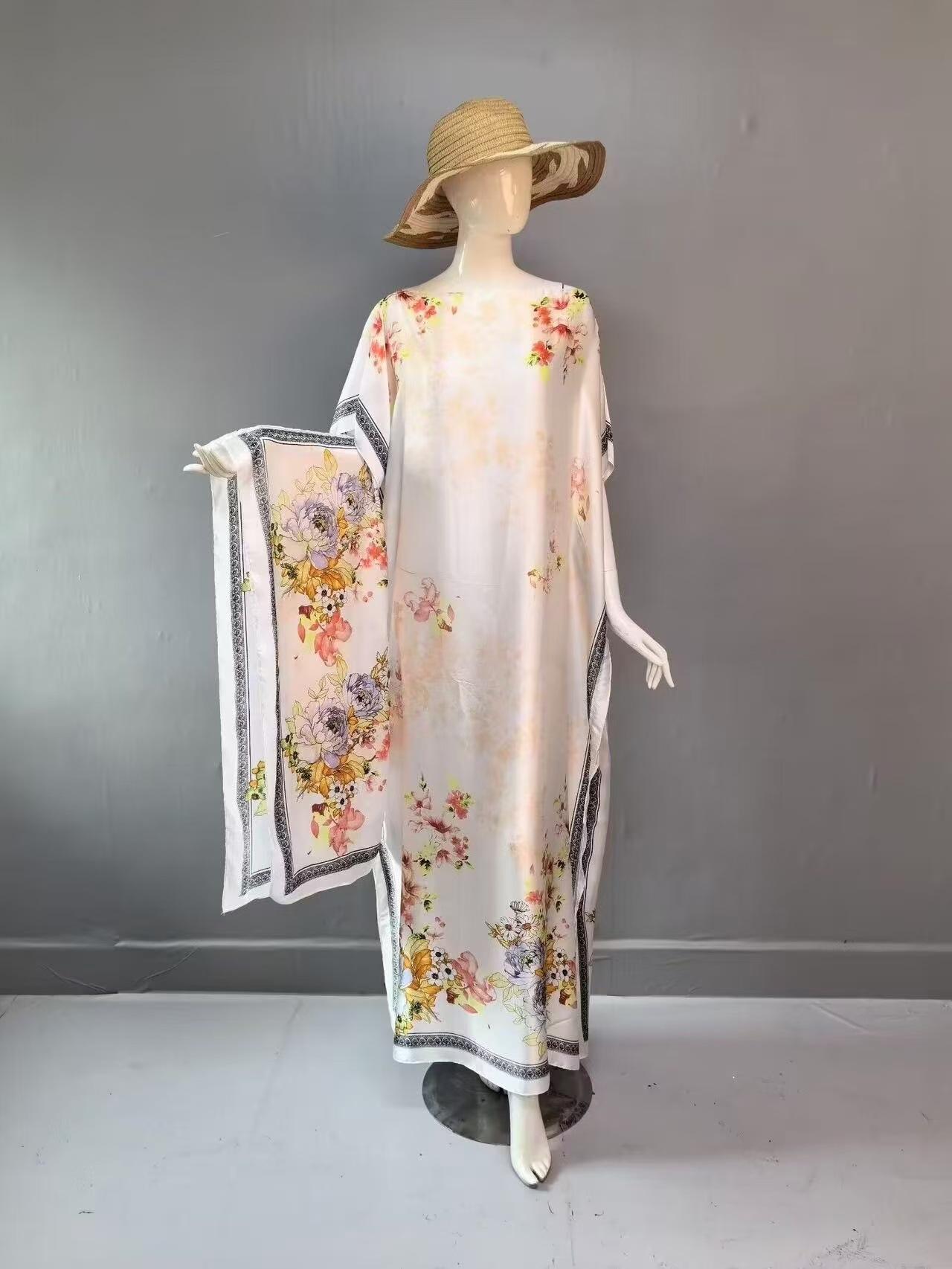 Women's Leopard Print Long Sleeve Kimono & Bandana Set, Casual Open Front Outerwear & Square Scarf Set for Beach Vacation, Beach Cover Up, Ladies Clothes Accessories for All Seasons