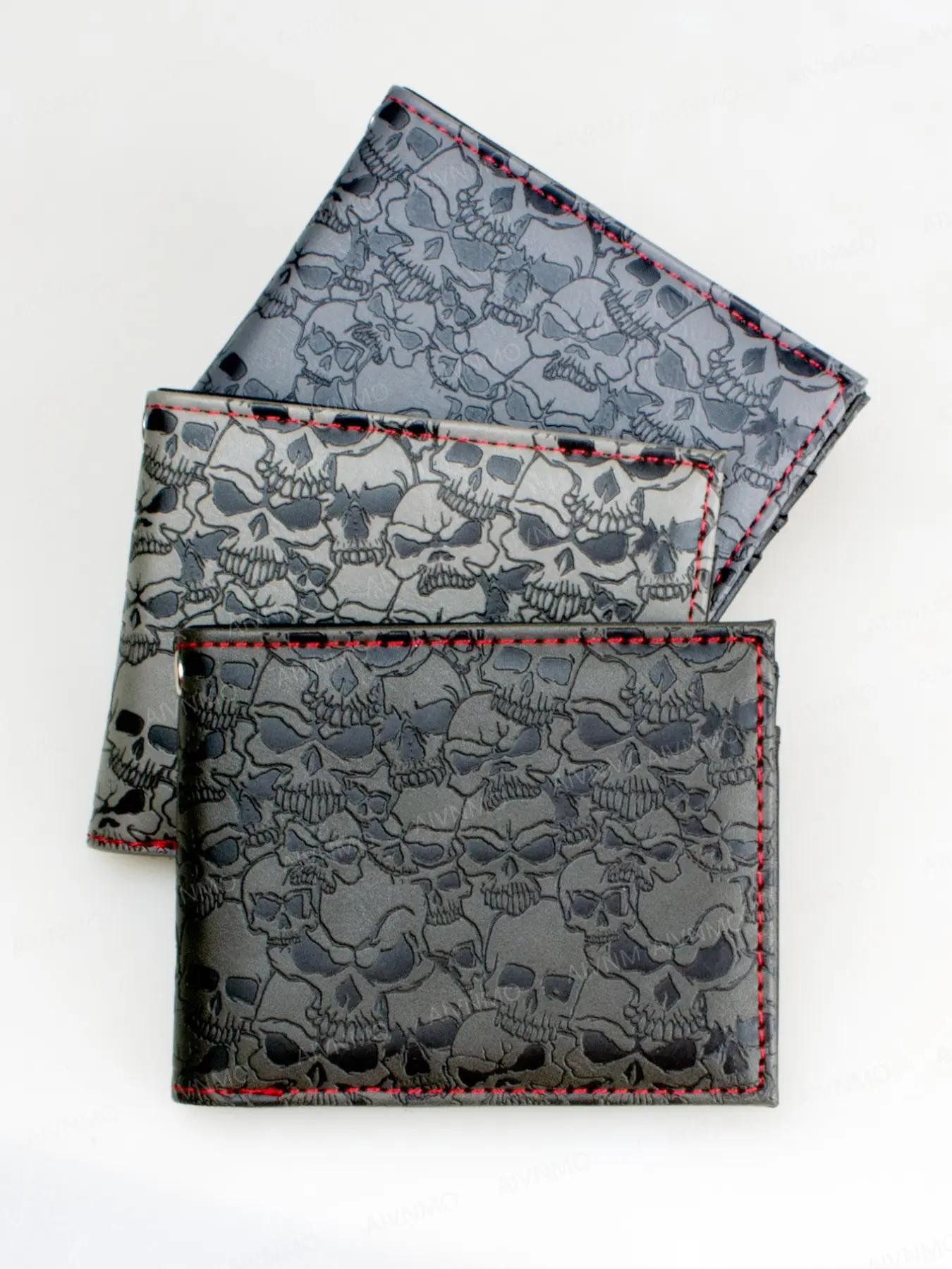 High-Quality Embossed Skull Bifold Wallet, Fashionable Personalized Card Holder, ID Window, Stylish and Unique Design, Exquisite Wallet