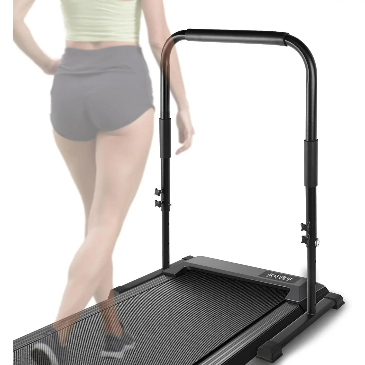 Upgraded Walking Pad Handle Bar,   Heavy-Duty Steel Treadmill Handlebar, Fits for Walking Pad no  Than 21.7" Wide, Adjustable Handrail Height (Max 43.3"), Black