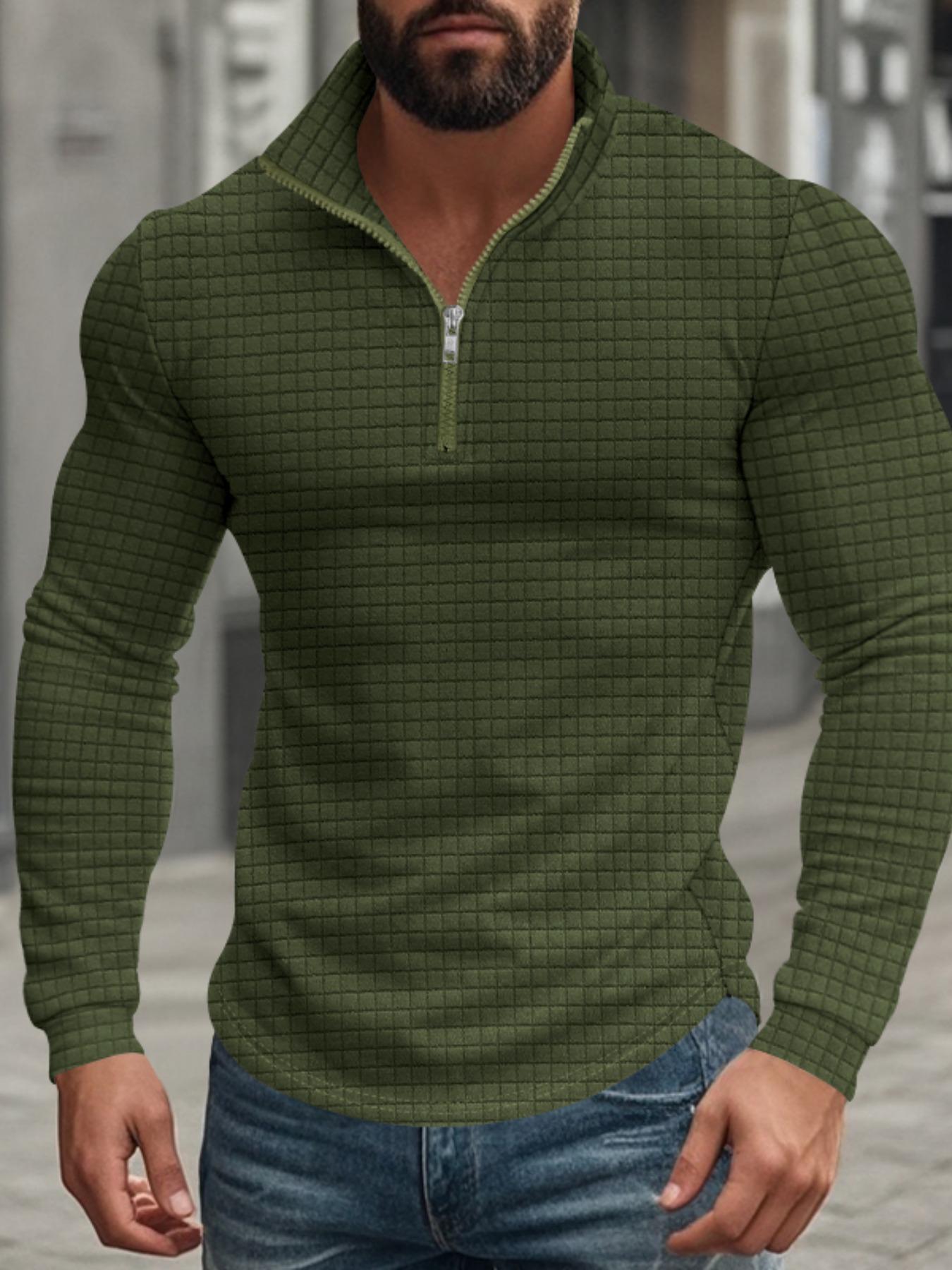 Men's Regular Fit Plain Half Zip Up Sweatshirt, Casual Long Sleeve Pullover for Spring & Fall, Fashion Men's Clothes for Daily Wear