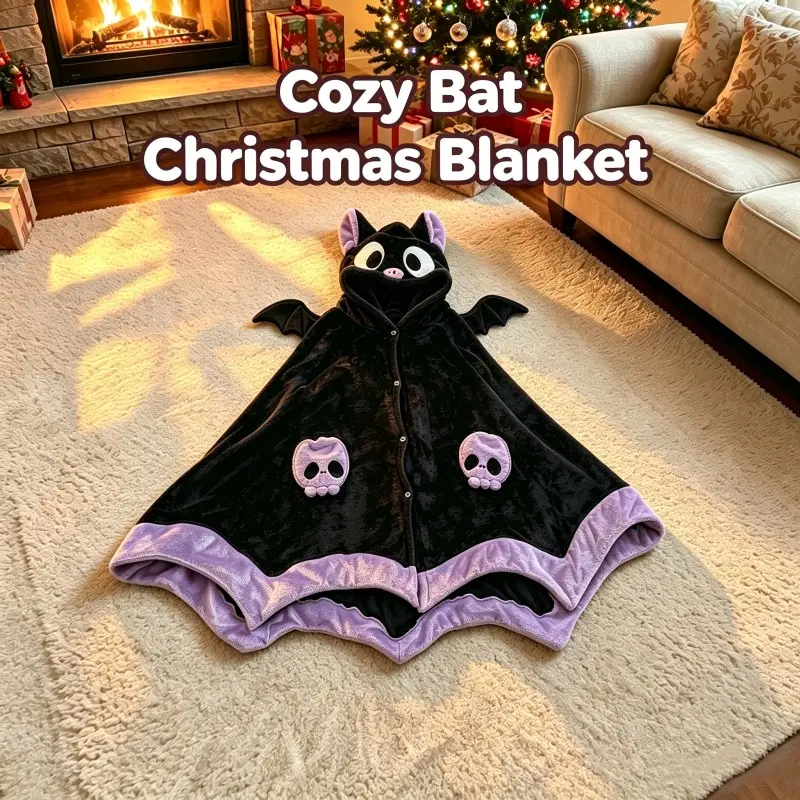 summerween-Unisex Wearable Blanket Bat Hooded Cape, Extra Large Plush Thickened Cape, One Size Fits All, Perfect Holiday Gift, Halloween Christmas Gift