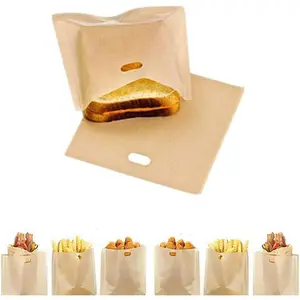 10pcs Reusable Non-Stick Washable Heat Resistant Toaster Bags Sandwich Pockets for Grilled Cheese, Pizza, Panini
