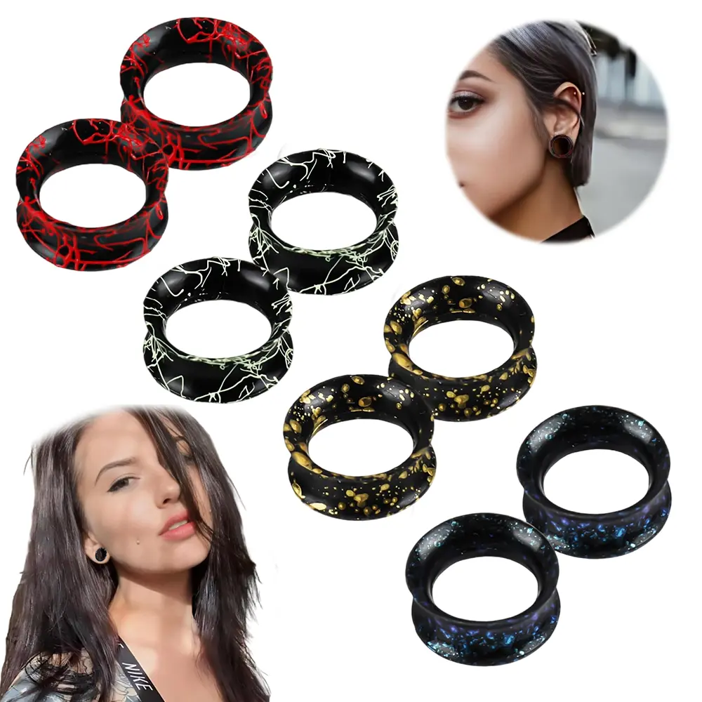 2/8Pcs Silicone Ear Tunnels Gauges Set, 00G-25mm Double Flared Flexible Ear Expanders, Hypoallergenic Soft Ear Stretching Plugs Piercing Jewelry for Men Women