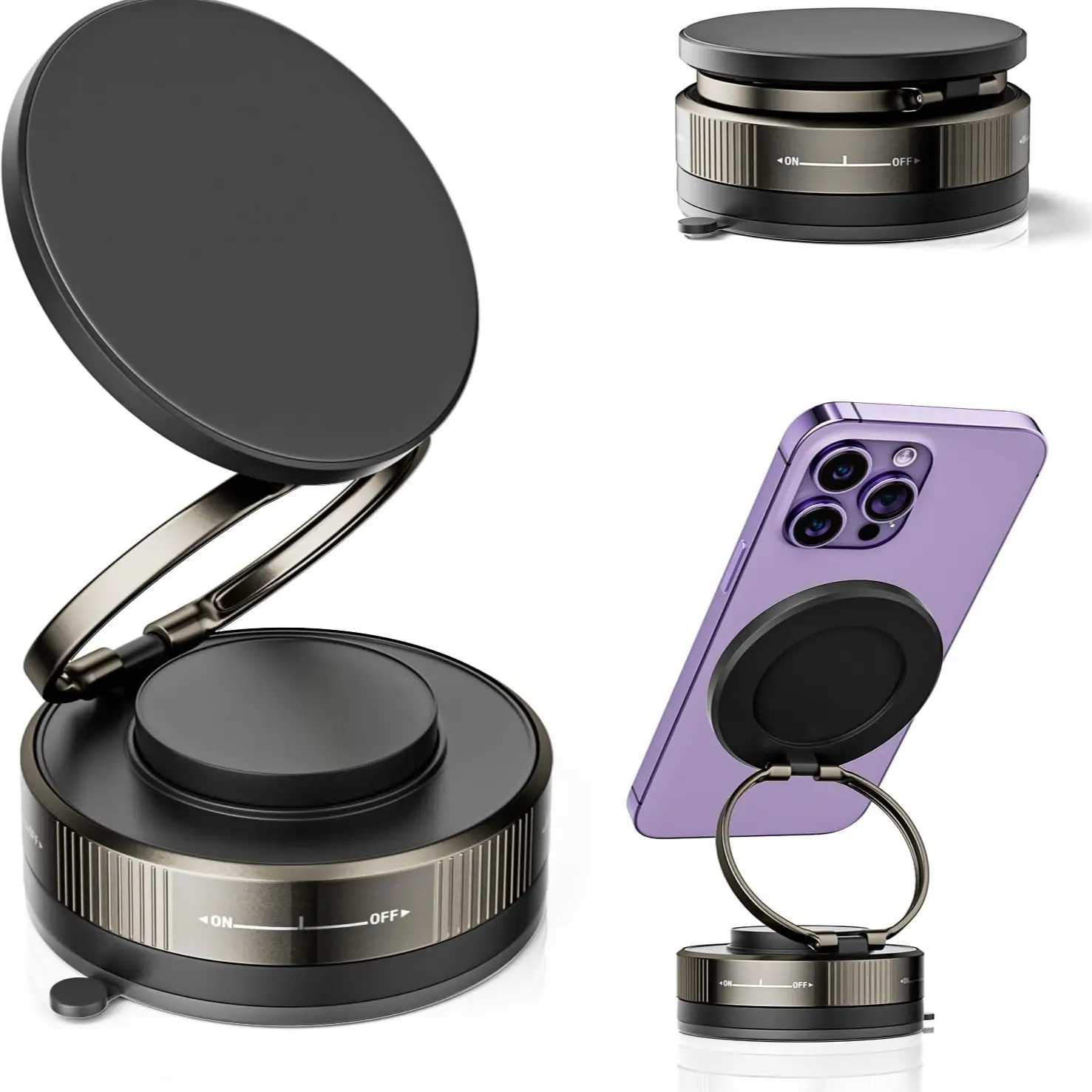 360 Degree Rotating Phone Holder for Gym & Shower, Strong Suction Cup Mount for All Smartphones & Car Models, Adjustable Dual Use