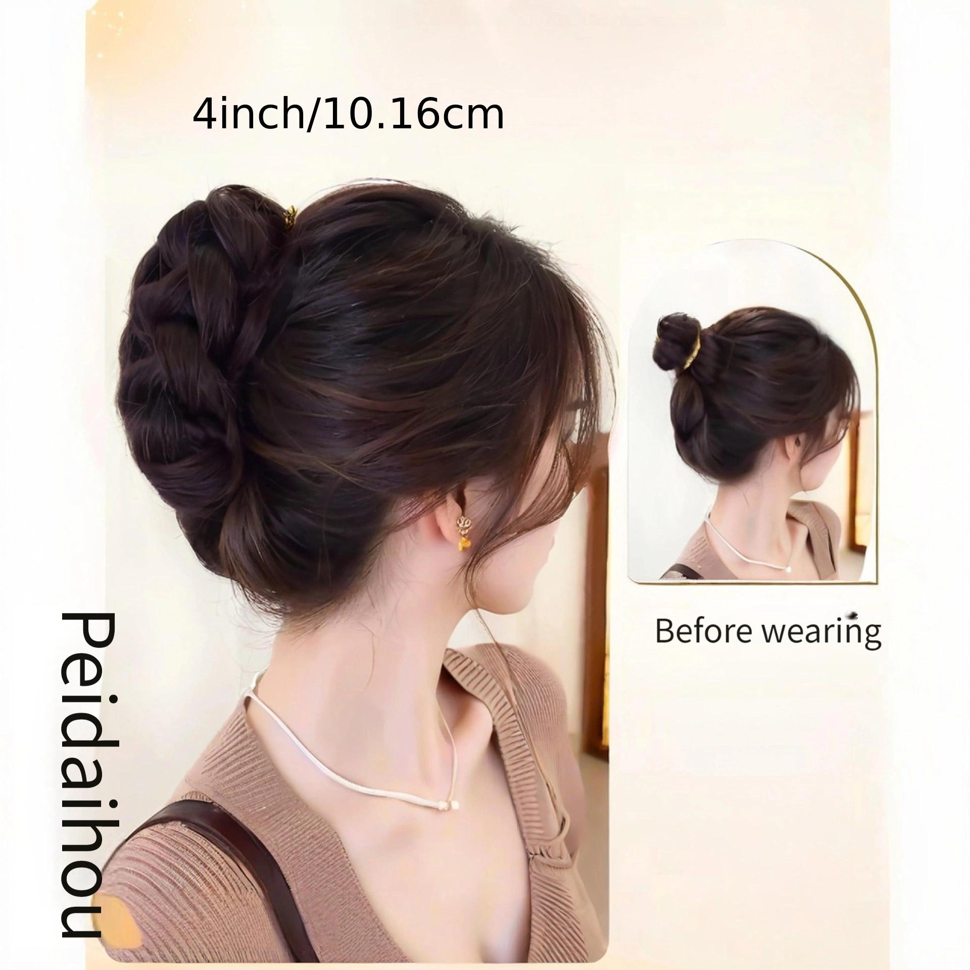 Women's Heat-Resistant Synthetic Fiber Ponytail Wig - With Clip-In Bun and Braid Style, Instantly Increases Short Hair Volume, Low Maintenance, Suitable for Daily Wear, Christmas and Other Holiday Parties